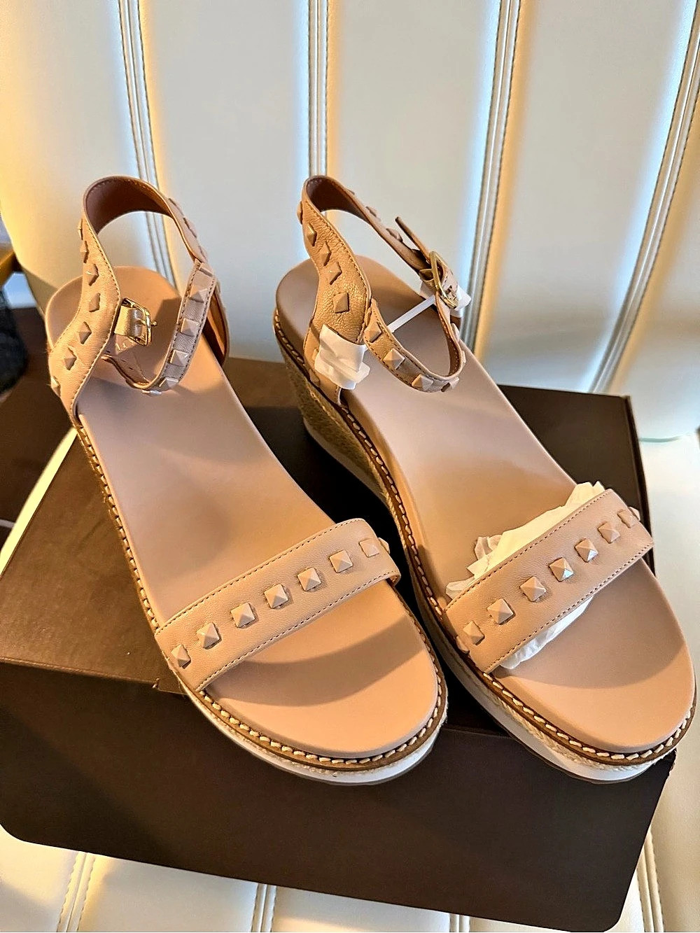 Linea Paolo Vichi Ankle Strap Espadrille Platform Wedge Sandal Wedge Sandal Pink